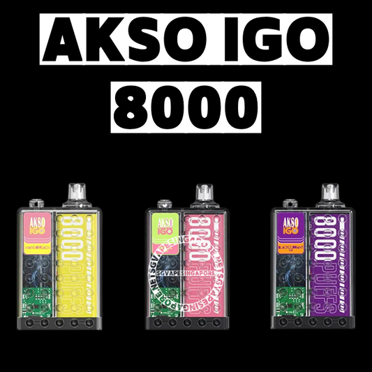 Looking for the top-selling Akso Igo 8000 puff disposable vape in Singapore? SG Vape Singapore offers delivery of the popular Akso GT, including the unique root beer flavor. Explore our selection and order online today!