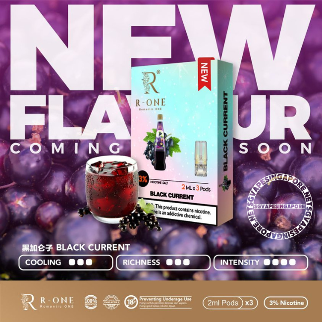 Discover the R-One brand's latest vape pod, the Rone Pod. Available in Singapore at SGVapeSingapore, enjoy the convenience of online shopping and fast delivery. Try their delicious lychee and blackcurrant flavor today!